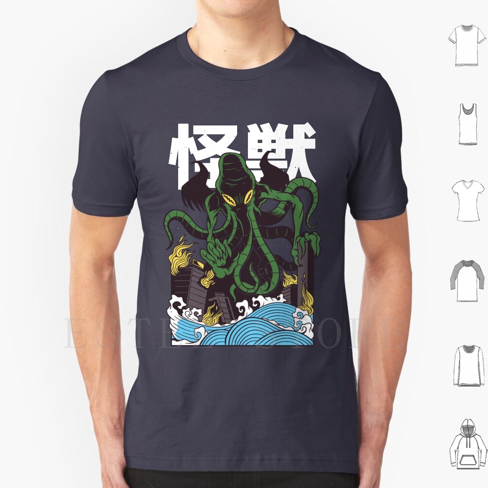 Japanese Man Lifestyle - Japanisches Cthulhu-T-Shirt aus Baumwolle für Männer,