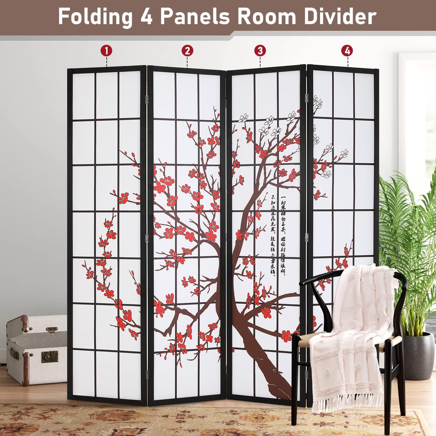 1,8m Faltbarer Sichtschutz 4-t – Shoji Screen Divider Bewertung und Preis